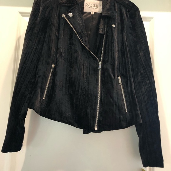 Rachel by Rachel Roy Black Velvet Motorcycle Jacket NWT size -M - Picture 2 of 10